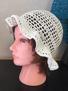 Detské čiapky - Letný háčkovaný klobúčik - biely - 12343812_