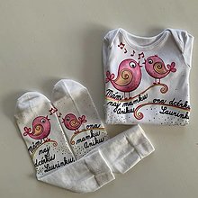 Detské oblečenie - Maľované body pre dievčatko, ktoré má najlepšiu mamku ❤️ (sada spolu s ponožkami pre čerstvú maminu) - 12344102_