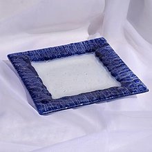 Nádoby - Misa modrá - tanier - české bublinkové sklo 24 x 24 cm - 12343132_