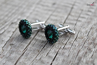 Pánske šperky - manžetové gombíky Emerald/Black - 12344420_