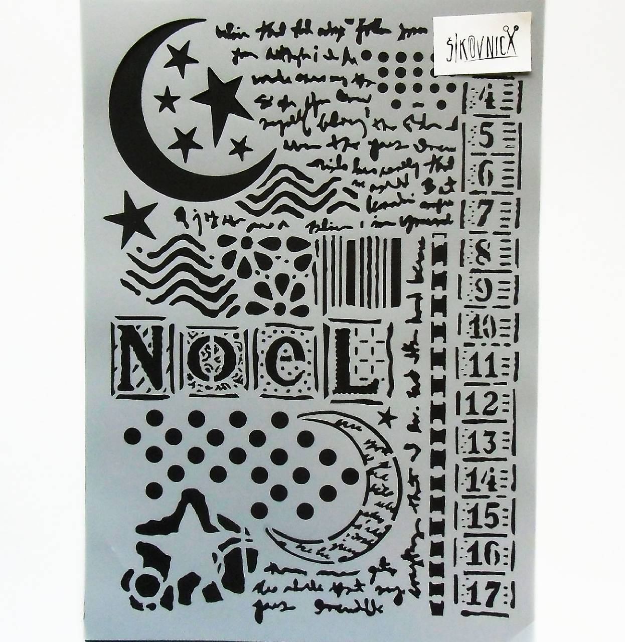 Šablóna Stamperia - 20x30 cm - noel, mesiac, hviezda