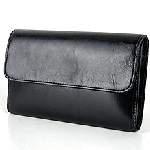 Peňaženky - Dámska kožená peňaženka s bohatou výbavou, čierna - 12344402_
