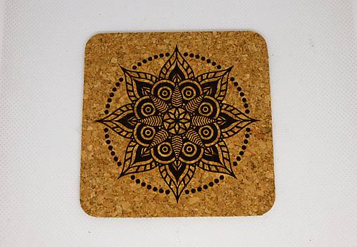 Príbory, varešky, pomôcky - Podšálka korok "mandala" - 12345035_