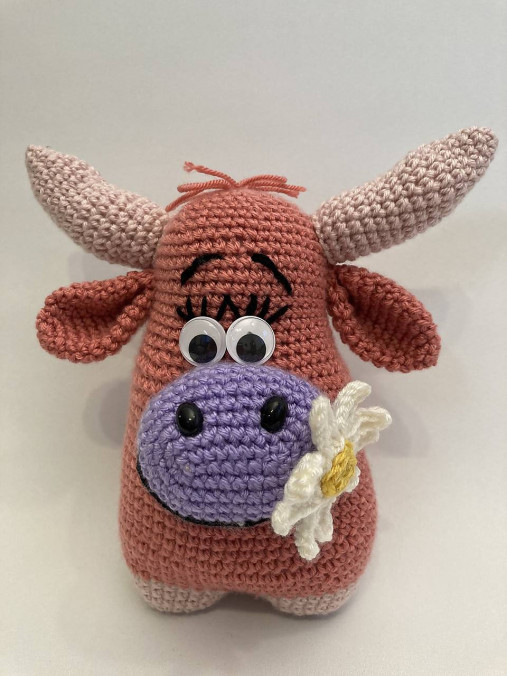 Hračky -  háčkovaná kravka/ ružová/ - 12344626_