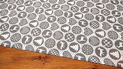 Textil - Bavlnená látka - Vianočný šedý mix - cena za 10 cm - 12351088_