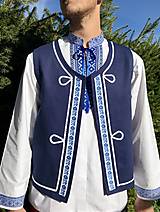 Pánske oblečenie - Pánska folklórna vesta s modrou krojovkou  - 12352393_