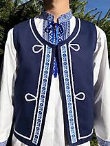 Pánske oblečenie - Pánska folklórna vesta s modrou krojovkou  - 12352394_