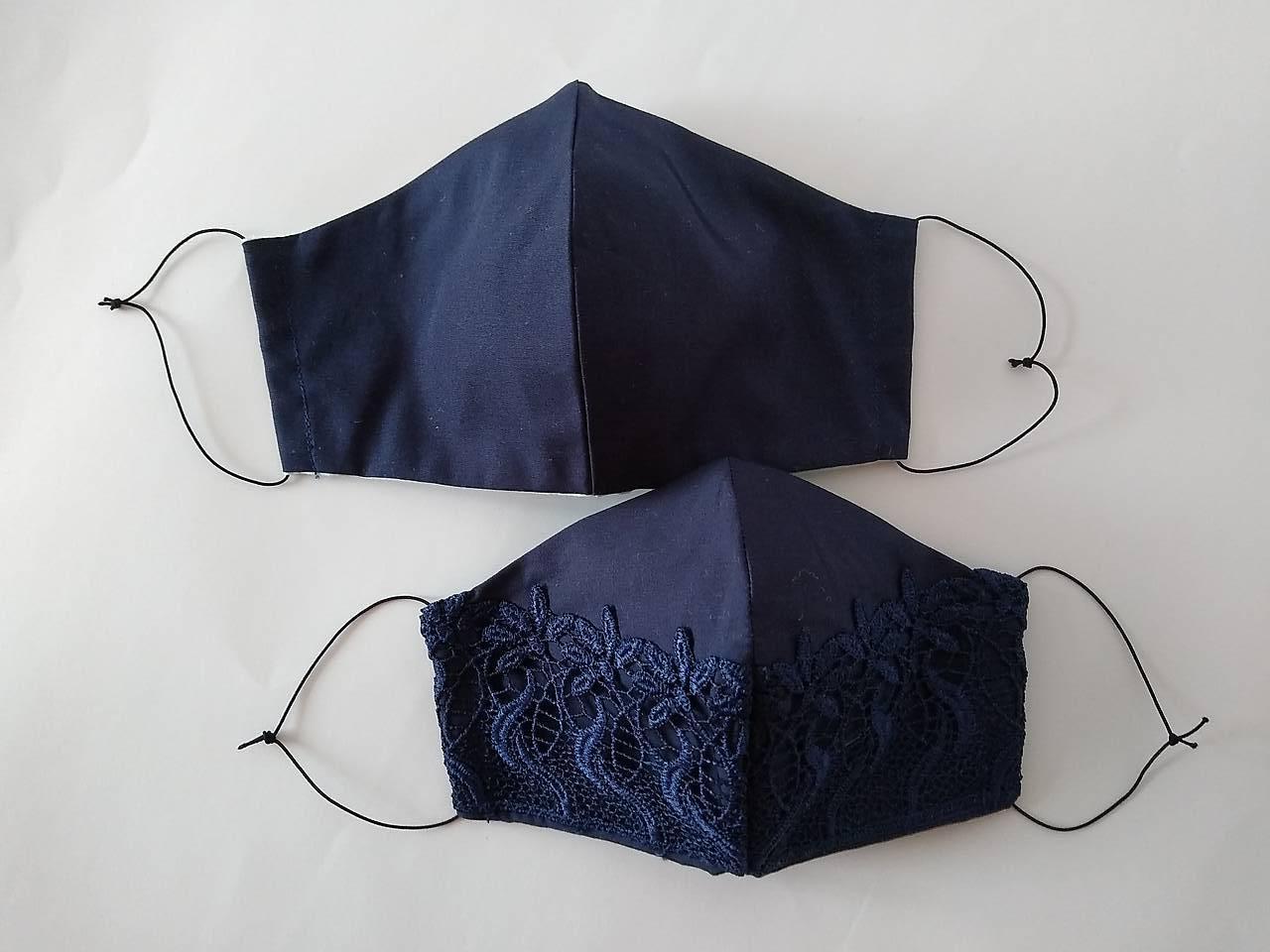 Dizajnové rúška pár tmavomodré tvarované dvojvrstvové