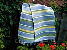 Úžitkový textil - Tkaný koberec sivo-bielo-žlto-zelený - 12353228_