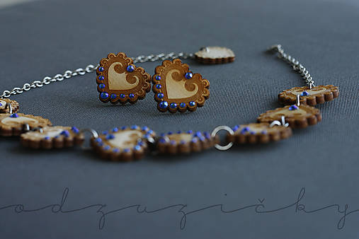 Šperky Detvianska Zuzanka modré kamienky (Set náhrdelník a náušnice)