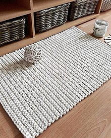 Úžitkový textil - Háčkovaný koberec - prírodný bavlna - 12361637_