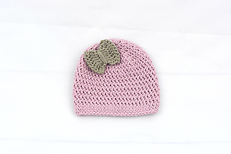 Detské čiapky - Ružovo-béžová čiapka MERINO/BAVLNA - 12360900_