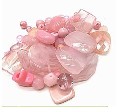 Korálky - Akrylové korálky mix 20 g, 1 balenie (ružové) - 12361669_