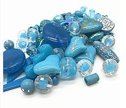 Korálky - Akrylové korálky mix 20 g, 1 balenie (modré) - 12361670_