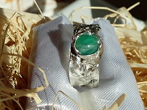 Prstene - prsteň so zeleným achátom - 12361389_