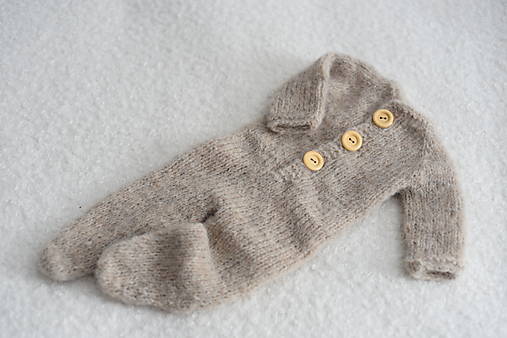 Detské oblečenie - Newborn overal s dlhými rukávmi a zatvorenými nôžkami (Svetlobéžový 04) - 12360279_