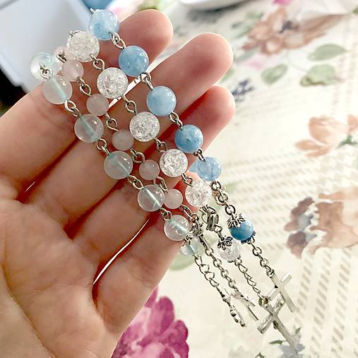 Blue Jade Rosary Bracelet / Ruženec do auta alebo náramok s modrým jadeitom