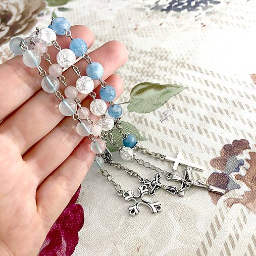 Blue Jade Rosary Bracelet / Ruženec do auta alebo náramok s modrým jadeitom