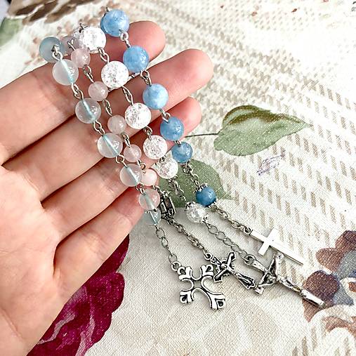 Blue Jade Rosary Bracelet / Ruženec do auta alebo náramok s modrým jadeitom