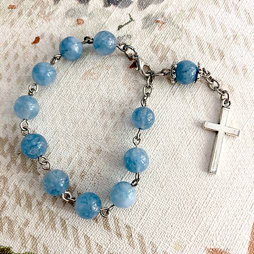 Blue Jade Rosary Bracelet / Ruženec do auta alebo náramok s modrým jadeitom