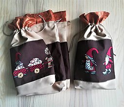 Úžitkový textil - Darčekové vrecko - vianočné lux (Béžová sada 3 ks) - 12364763_