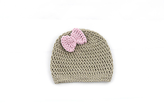 Detské čiapky - Béžovo-ružová čiapka MERINO/BAVLNA - 12364272_