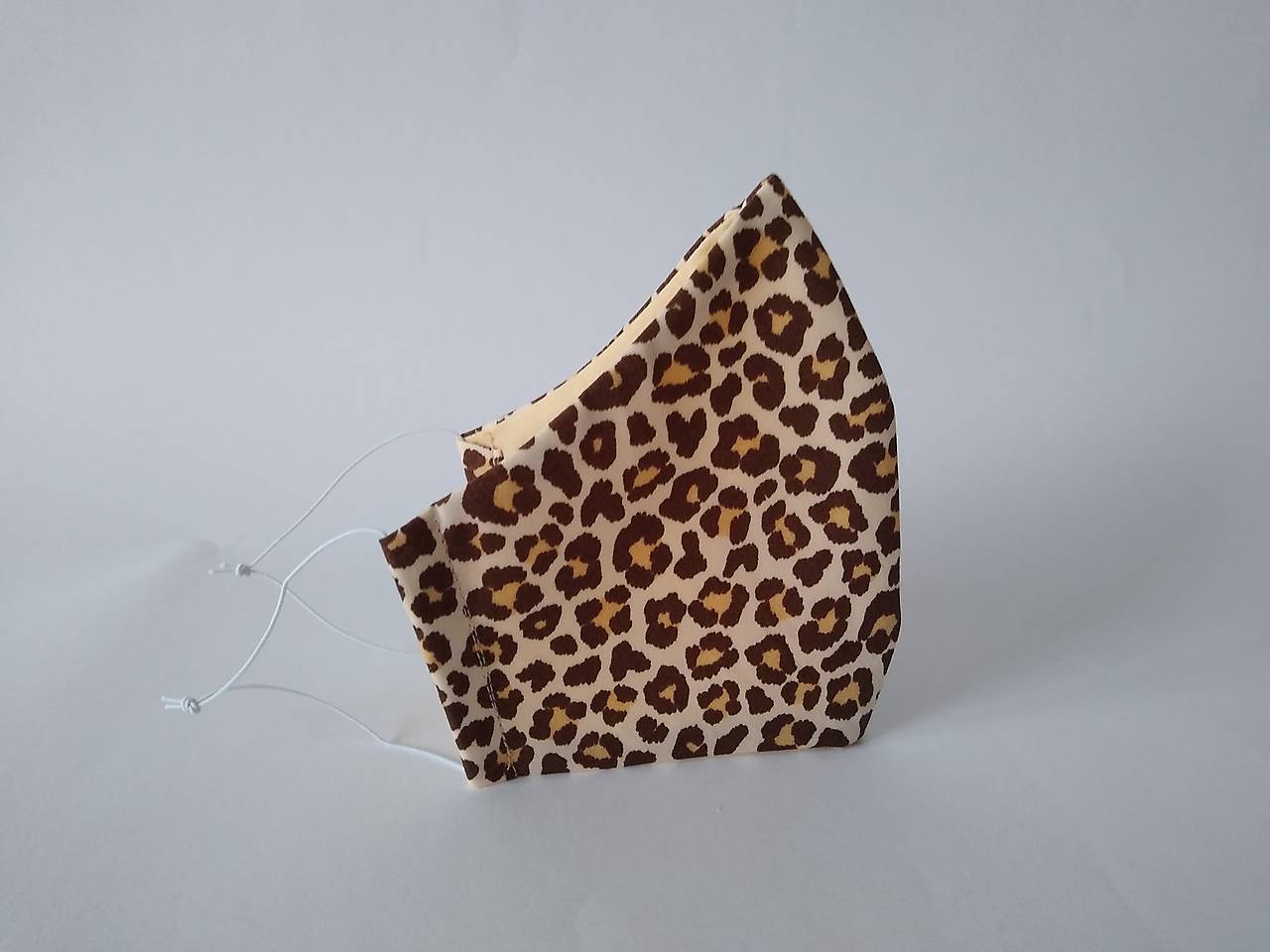 Dizajnové rúško leopard hnedé tvarované dvojvrstvové