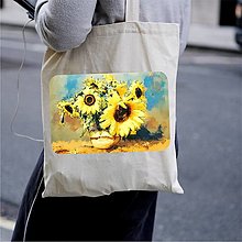 Nákupné tašky - Taška 100% bavlnené plátno / Slnečnice No.2 - 12367676_