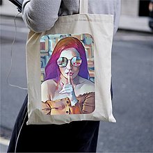 Nákupné tašky - Taška 100% bavlnené plátno / Dievča No.1 - 12370018_