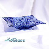 Nádoby - Misa modrá české bublinkové sklo 30 x 30 cm, hĺbka 8 cm - 12368364_