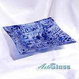 Nádoby - Misa modrá české bublinkové sklo 30 x 30 cm, hĺbka 8 cm - 12368365_