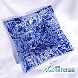 Nádoby - Misa modrá české bublinkové sklo 30 x 30 cm, hĺbka 8 cm - 12368369_