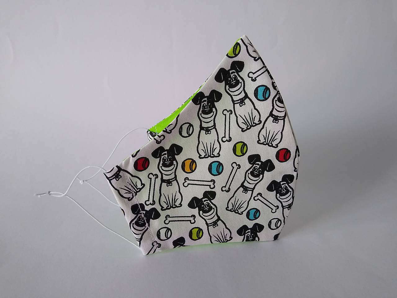 Dizajnové rúško pes biele tvarované dvojvrstvové