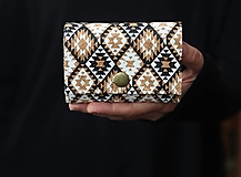 Peňaženky - Korková peňaženka S čiernobiely boho vzor - 12372071_