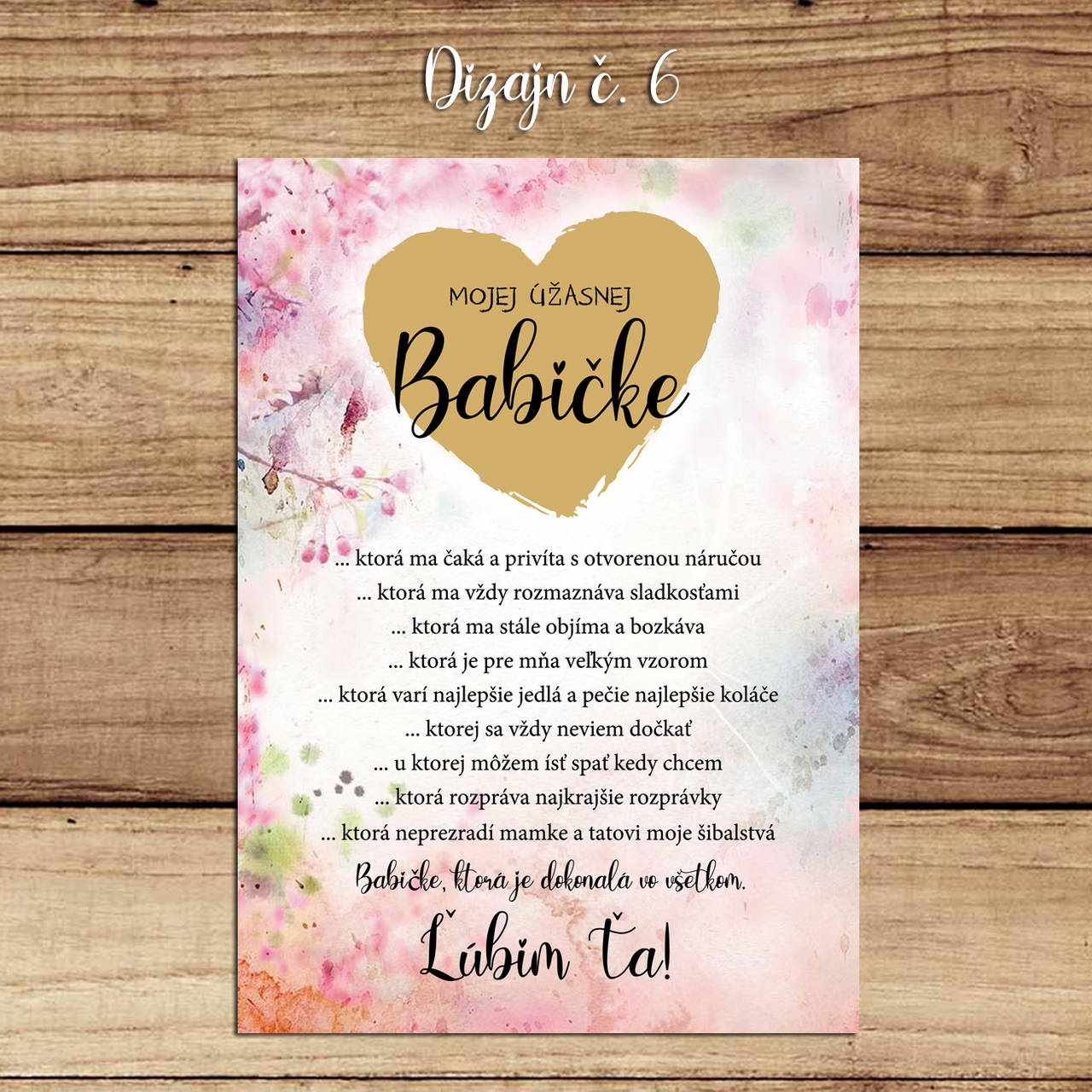 Tabuľka pre babku, darček pre babku (6. (farebné pozadie))