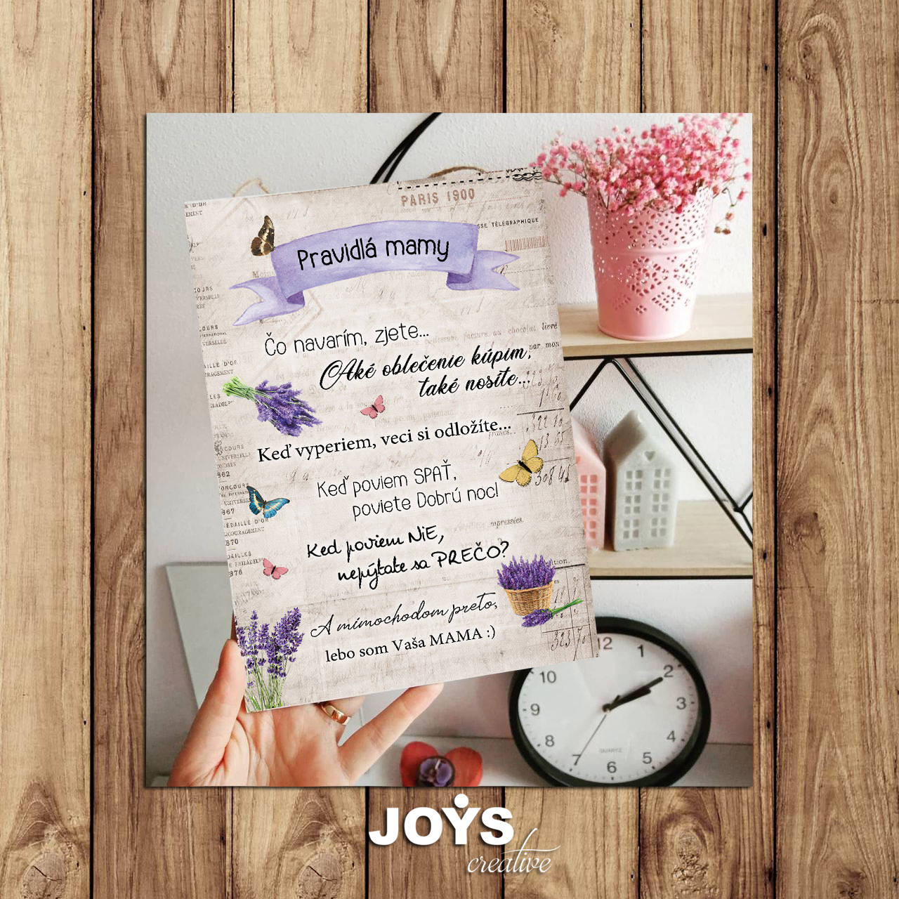 Drevená závesná tabuľa - Pravidlá mamy