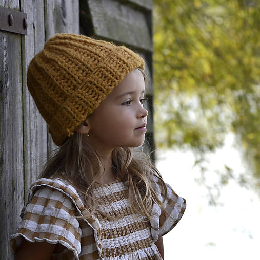 Detské čiapky - Alpačiapka...zlatá - 12370805_