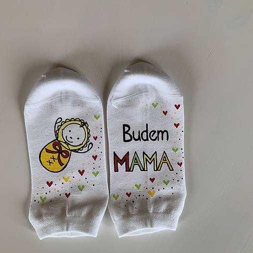 Maľované ponožky s nápisom: “Budem MAMA” (S bábätkom)