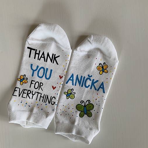 Maľované ponožky ako poďakovanie (s (modrou))