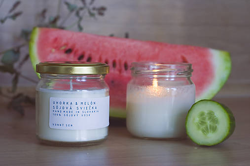 Sviečky - Sojova sviecka - Uhorka & Melon - 12375165_