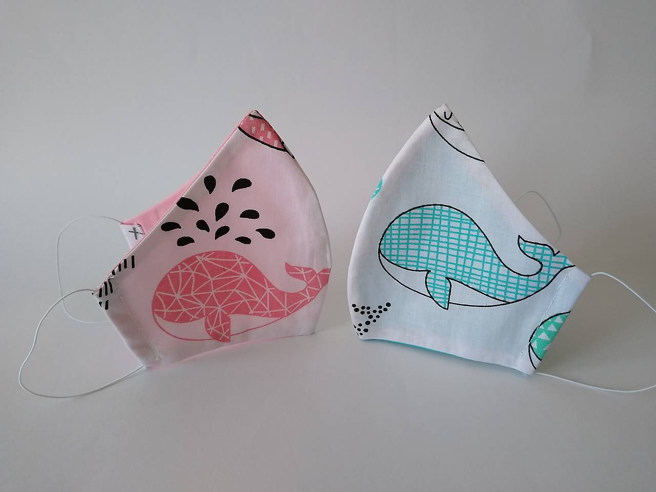 Pár dizajnových rúšok veľryba tvarované dvojvrstvové