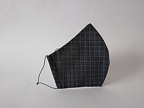 Rúška - AKCIA dizajnové rúško káro sivé tvarované dvojvrstvové - 12381006_