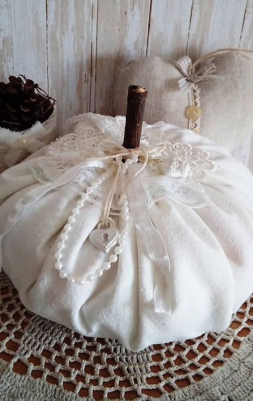 Dekorácie - shabby chic tekvička - 12379956_