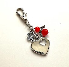 Kľúčenky - Kľúčenka "srdce" s minerálovým anjelikom (Jadeit červený) - 12381782_