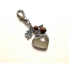 Kľúčenky - Kľúčenka "srdce" s minerálovým anjelikom (Unakit) - 12381835_