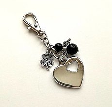 Kľúčenky - Kľúčenka "srdce" s minerálovým anjelikom (Ónyx) - 12381889_