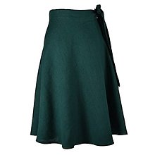 Sukne - LENA - áčková ľanová zavinovacia sukňa "RôZNE FARBY" (39_dark green) - 12382448_