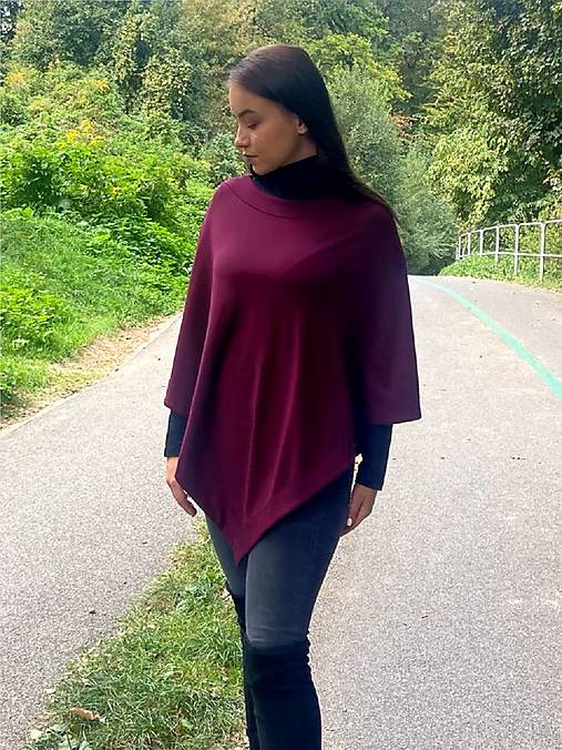 Iné oblečenie - poncho EMMA vínová - 12381302_