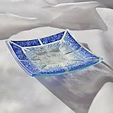 Nádoby - Misa dúhová - modrobiele črepové sklo 12 x 12 cm - 12381680_