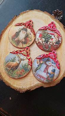 Dekorácie - drevené vianočné ozdoby vintage mix 1 - 12381265_